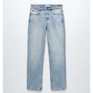 Zara High Rise Straight Leg Jeans in Light Blue Size 2